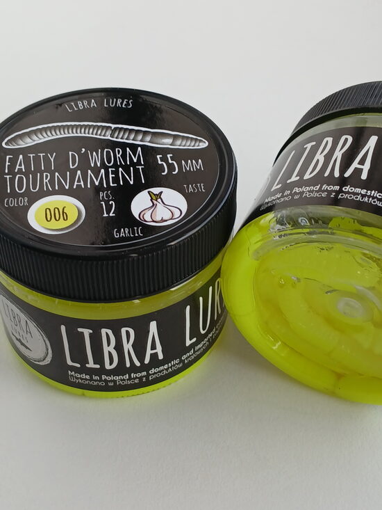 Fatty D"Worm Tournament 55, 006-Hot Yellow, Garlic, 12psc/pack