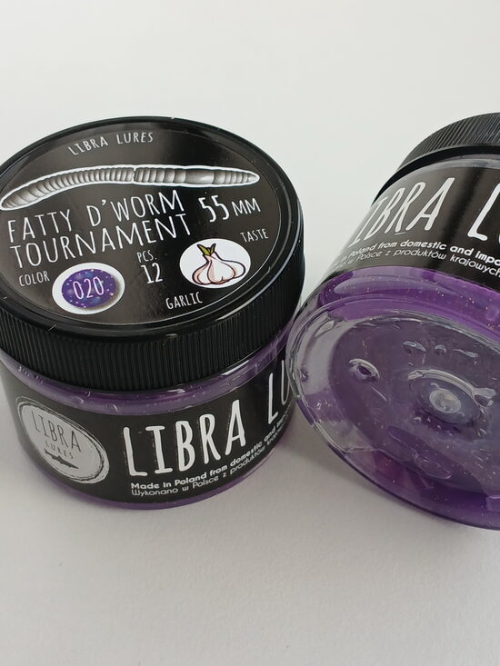 Fatty D"Worm Tournament 55, 020-Purple With Glitter, Garlic, 12psc/pack