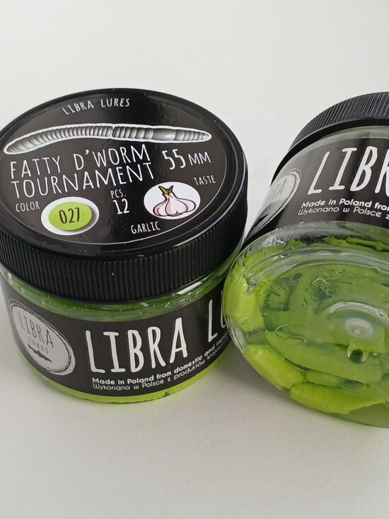 Fatty D"Worm Tournament 55, 027-Apple Green, Garlic, 12psc/pack