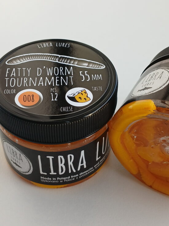 Fatty D"Worm Tournament 55, 008-Dark Yellow, Cheese, 12psc/pack