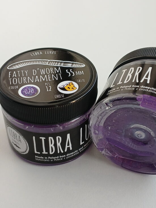 Fatty D"Worm Tournament 55, 020-Purple With Glitter, Cheese, 12psc/pack