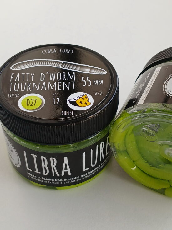 Fatty D"Worm Tournament 55, 027-Apple Green, Cheese, 12psc/pack