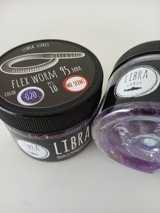 Flex Worm 95mm, 020-Purple With Glitter, 1,65gr, no scent, 10pcs/pack