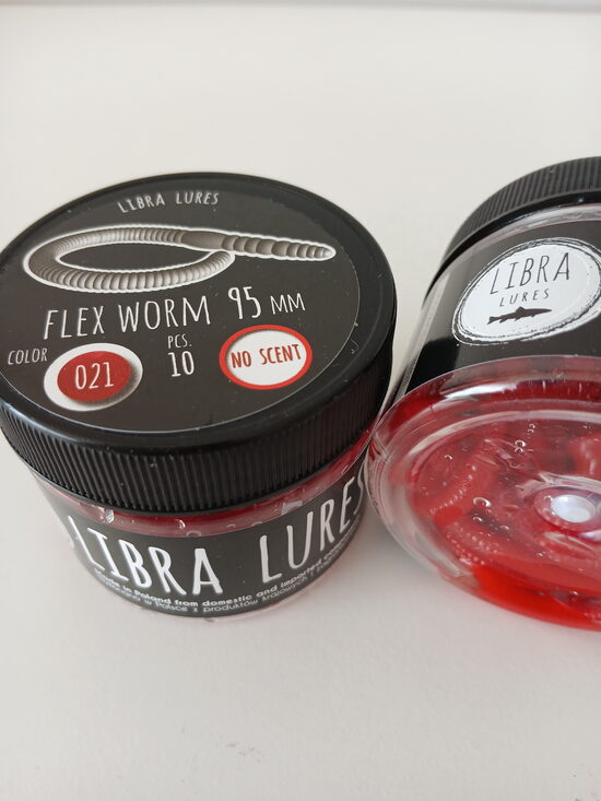 Flex Worm 95mm, 021-Red, 1,65gr, no scent, 10pcs/pack