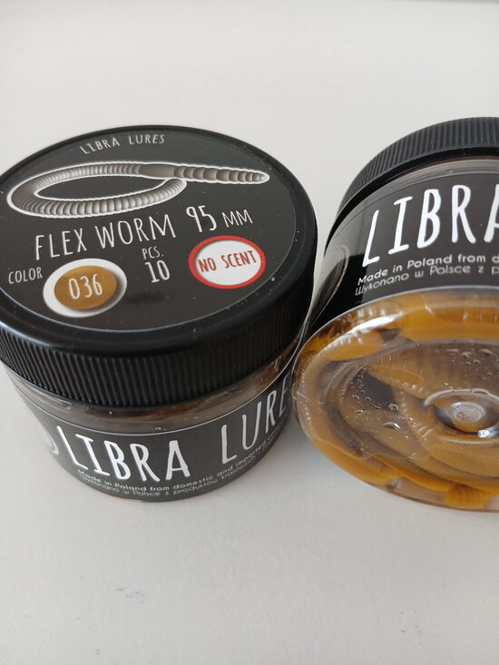 Flex Worm 95mm, 036-Coffee Milk, 1,65gr, no scent, 10pcs/pack