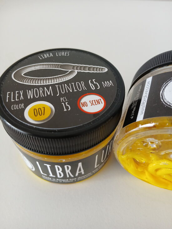 Flex Worm Junior 65mm, 007-Yellow, 0,48gr, no scent, 15pcs/pack