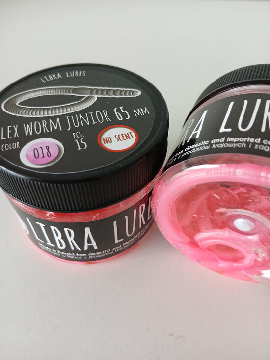 Flex Worm Junior 65mm, 018-Pink Pearl, 0,48gr, no scent, 15pcs/pack