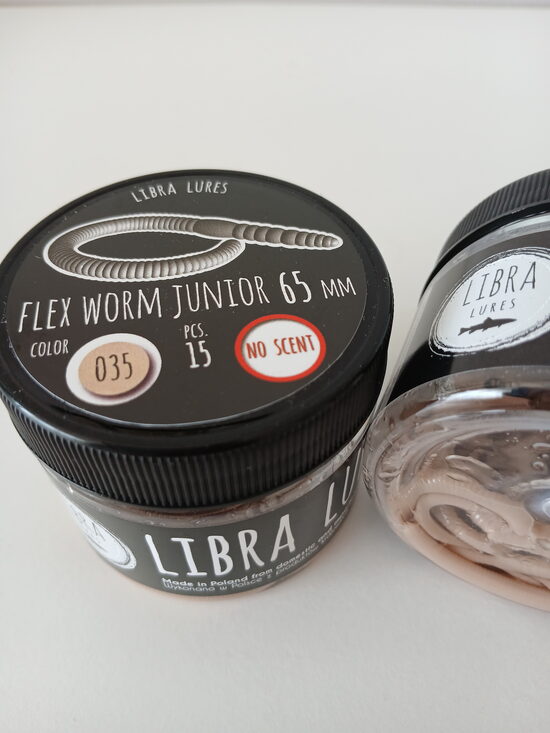 Flex Worm Junior 65mm, 035-Pellets, 0,48gr, no scent, 15pcs/pack