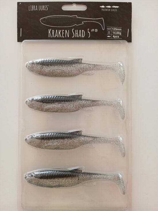 Kraken Shad 5"/125mm, 002-Ghost, 15gr, 4pcs/pack