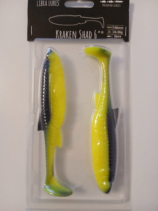 Kraken Shad 6"/150mm, 006-Hot Yellow, 24gr, 2pcs/pack