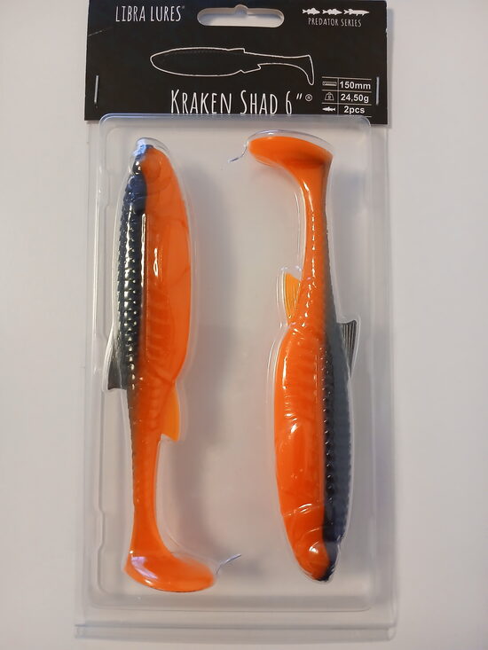Kraken Shad 6"/150mm, 011-Hot Orange, 24gr, 2pcs/pack