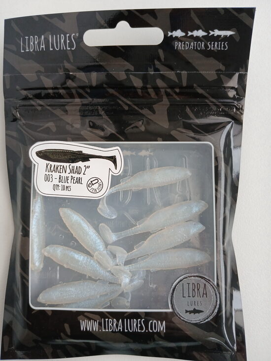 Kraken Shad 2"/50mm, 003-Blue Pearl, 0,85gr,  Aroma-Fish, 10pcs/pack