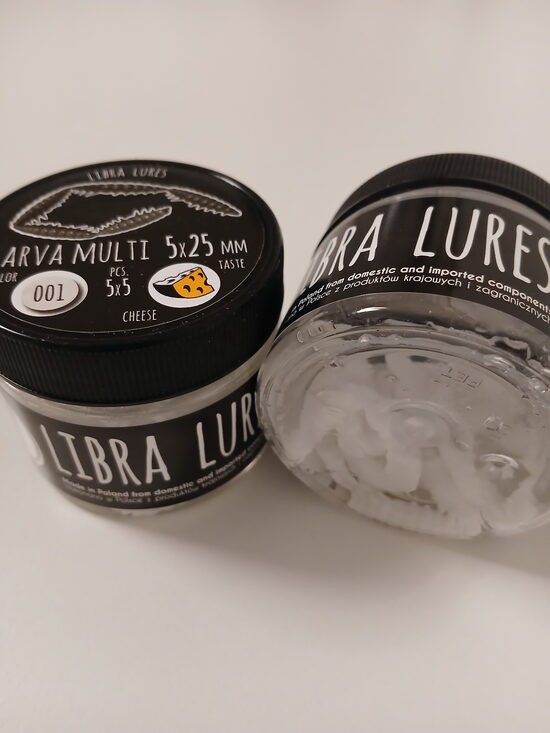 Larva multi 25mm (5x5), 001 - White, 2,25gr, Cheese, 25(5x5)pcs/pack