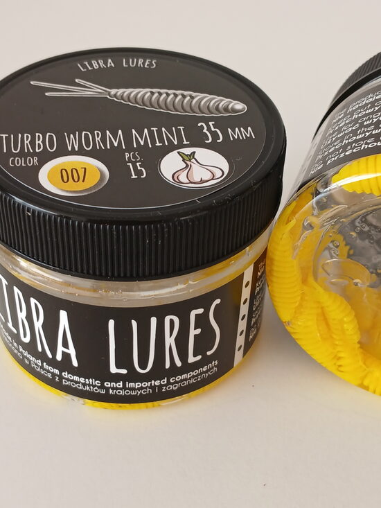 Turbo Worm mini 35mm, 007-Yellow, 0,34gr, Garlic, 15pcs/pack