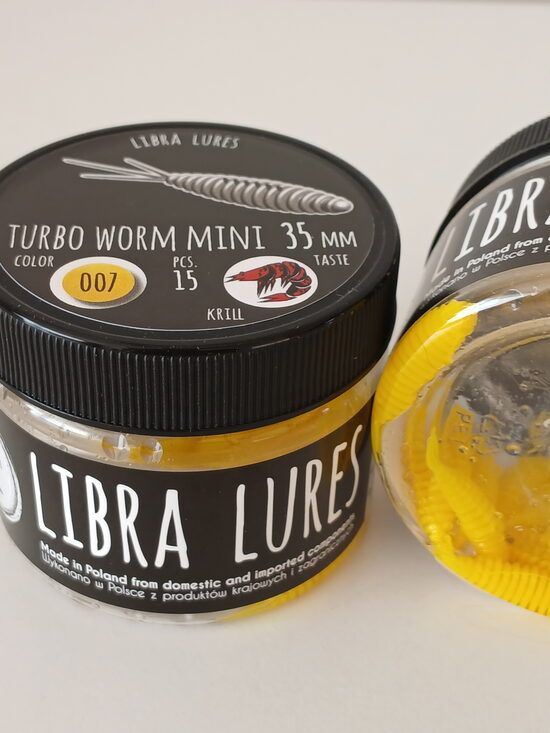 Turbo Worm mini 35mm, 007-Yellow, 0,34gr, krill, 15pcs/pack