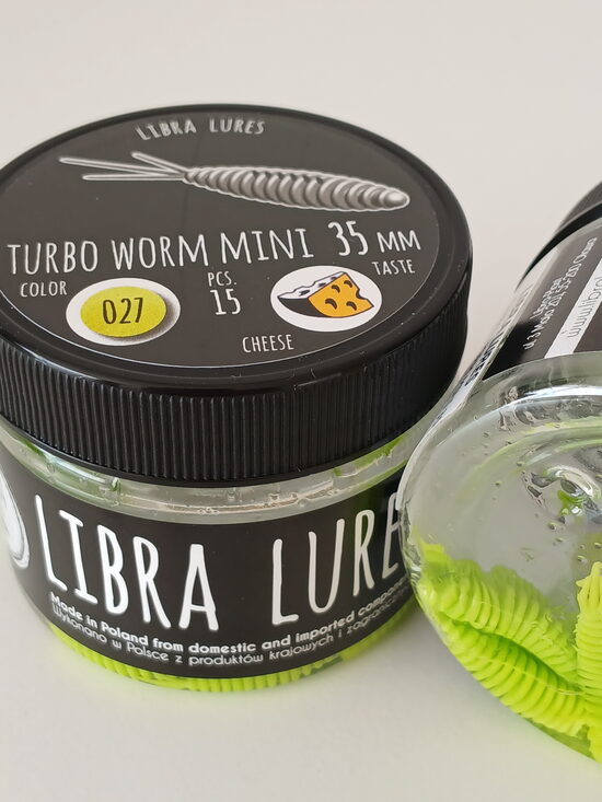 Turbo Worm mini 35mm, 027-Apple Green, 0,34gr, cheese, 15pcs/pack