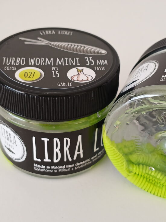Turbo Worm mini 35mm, 027-Apple Green, 0,34gr, Garlic, 15pcs/pack