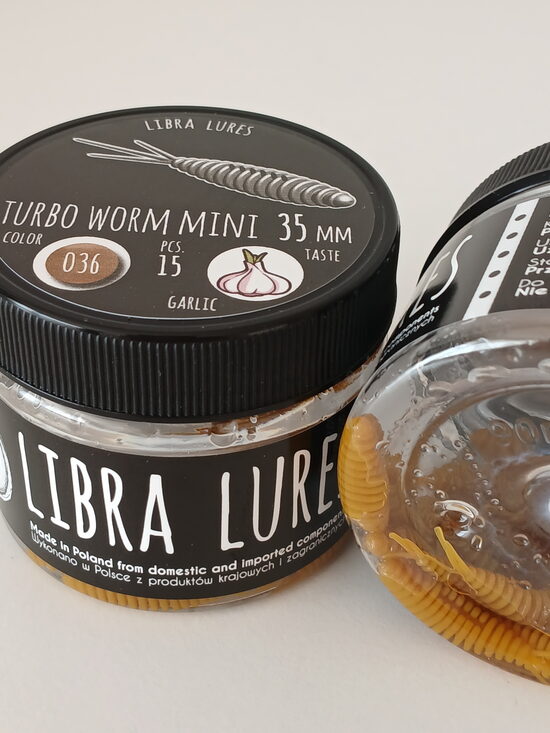 Turbo Worm mini 35mm, 036-Coffee Milk, 0,34gr, Garlic, 15pcs/pack
