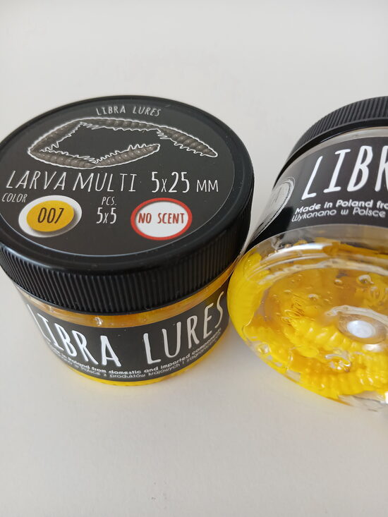 Larva multi 25mm (5x5), 007 - Yellow, 2,25gr, no scent, 25(5x5)pcs/pack