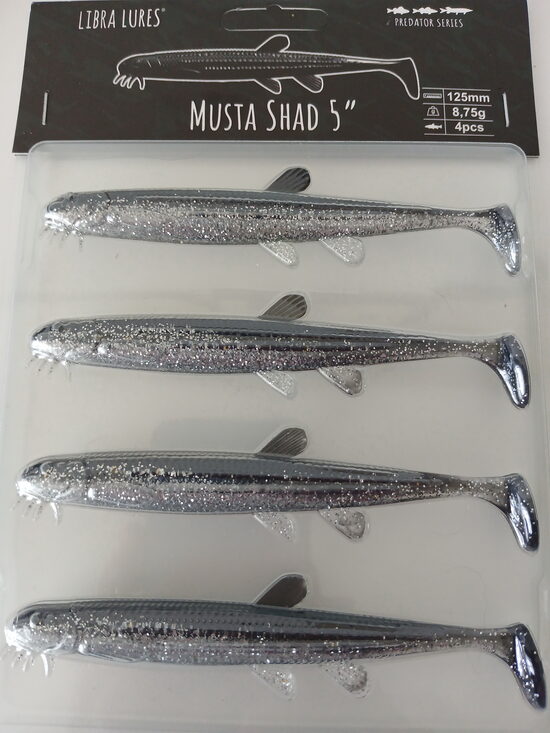 Musta Shad 5"/125mm, 002-Ghost, 8,5gr, 4pcs/pack