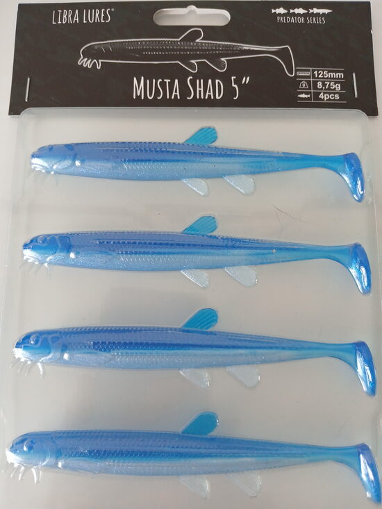 Musta Shad 5"/125mm, 003-Blue Whitefish, 8,5gr, 4pcs/pack