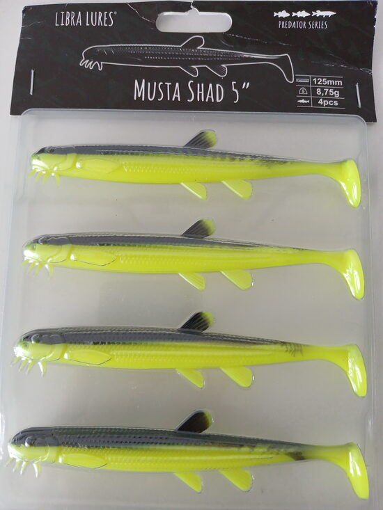 Musta Shad 5"/125mm, 006-Hot Yellow, 8,5gr, 4pcs/pack