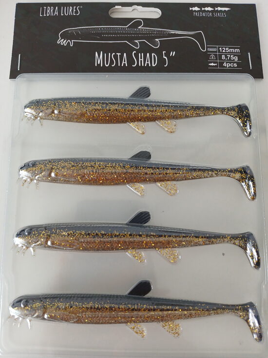 Musta Shad 5"/125mm, 009-Gold, 8,5gr, 4pcs/pack