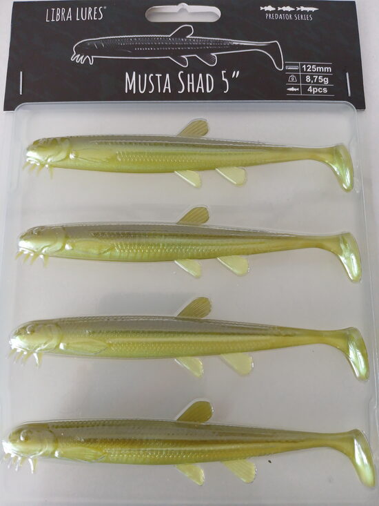 Musta Shad 5"/125mm, 031-Olive Whitefish, 8,5gr, 4pcs/pack