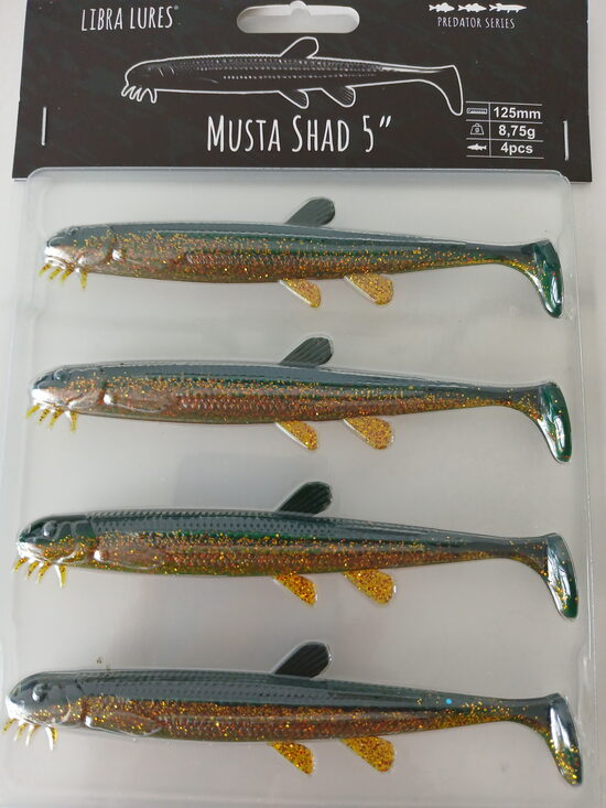 Musta Shad 5"/125mm, 132-Motor Oil Green, 8,5gr, 4pcs/pack