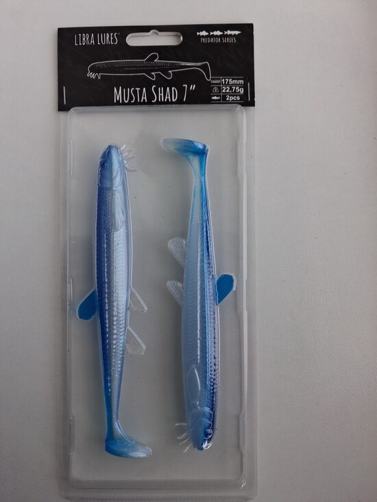 Musta Shad 7"/175mm, 003-Blue Whitefish, 23,5gr, 2pcs/pack