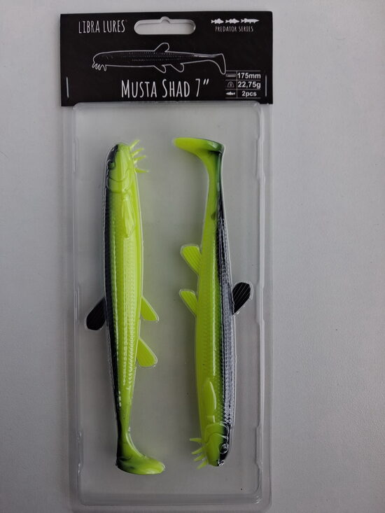 Musta Shad 7"/175mm, 006-Hot Yellow, 23,5gr, 2pcs/pack