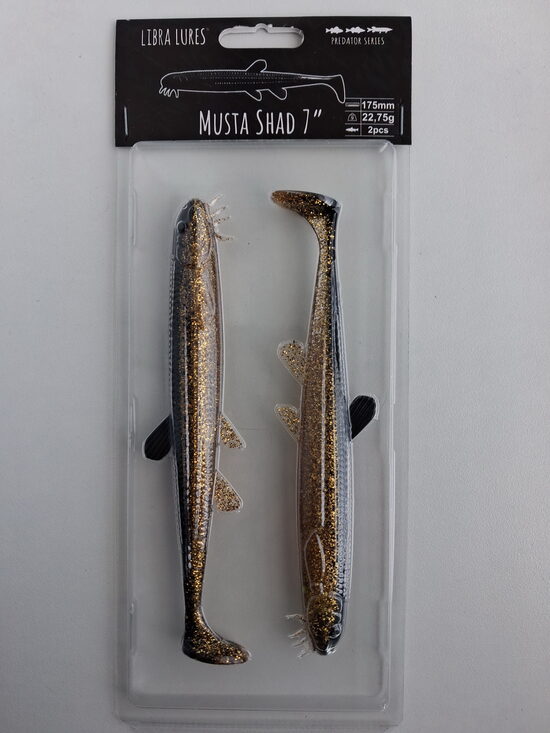 Musta Shad 7"/175mm, 009-Gold, 23,5gr, 2pcs/pack