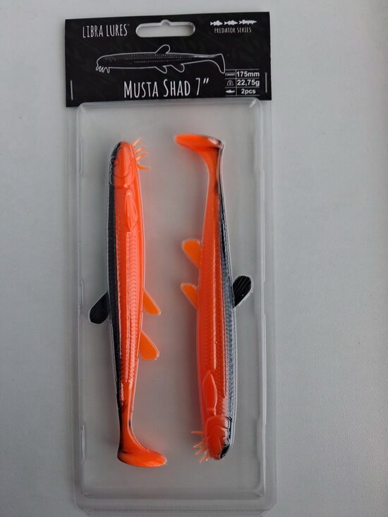 Musta Shad 7"/175mm, 011-Hot Orange, 23,5gr, 2pcs/pack