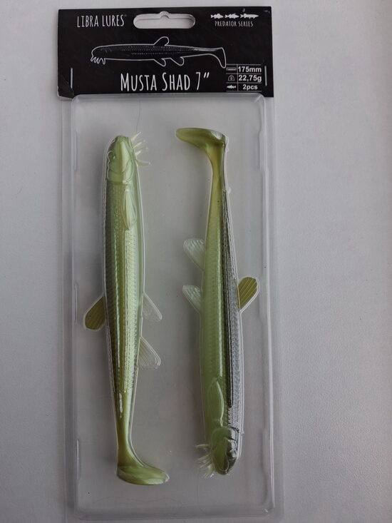 Musta Shad 7"/175mm, 031-Olive Whitefish, 23,5gr, 2pcs/pack
