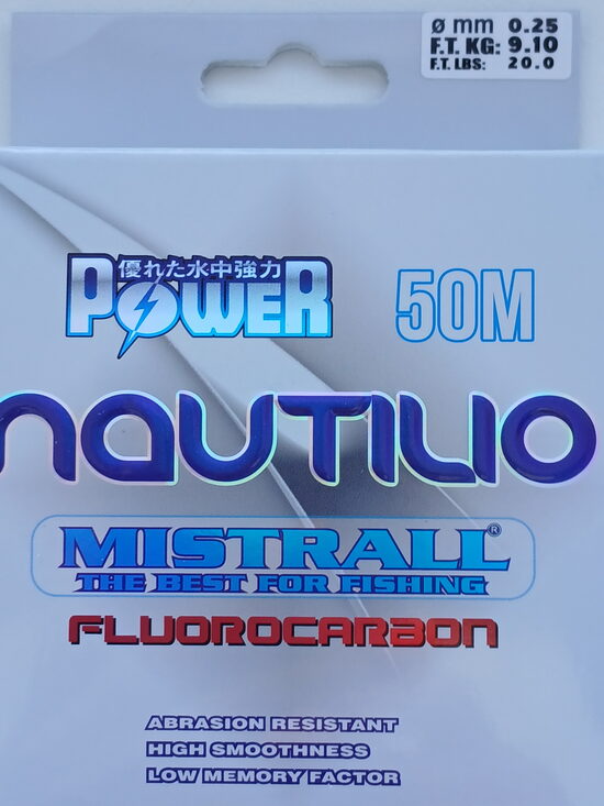 Nautilio Fluoro 50m, 0,25mm, Mistrall