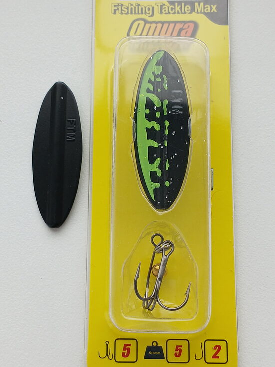 Проходная блесна FTM Omura Inline Spoon 5г (Black / Green)