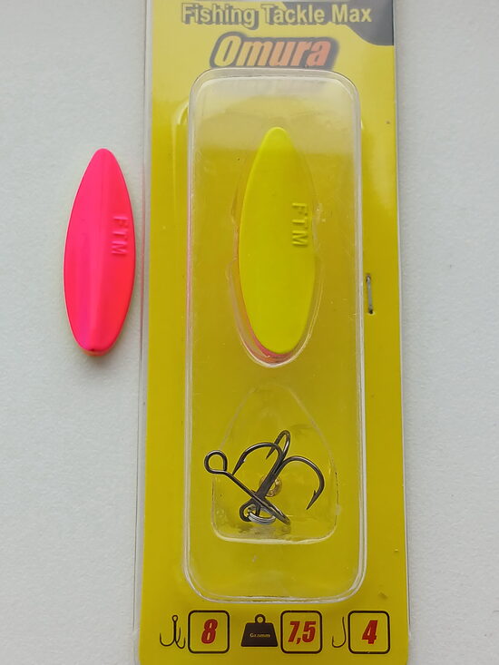  Проходная блесна FTM Omura Inline Spoon 7.5г (Gelb UV / Pink UV)