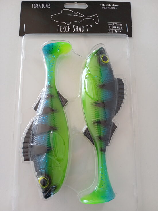 Perch Shad 7"/175mm, 127-Lime Chartreuse/Blue, 50gr, 2pcs/pack