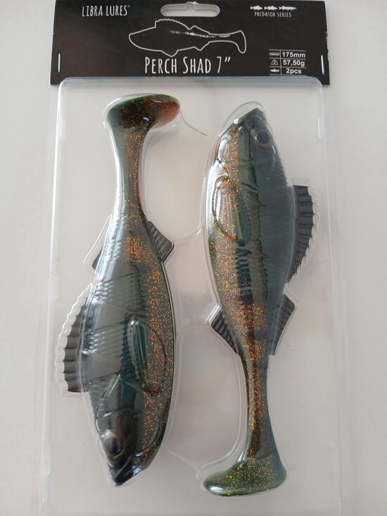 Perch Shad 7"/175mm, 132-Motor Oil Green, 50gr, 2pcs/pack