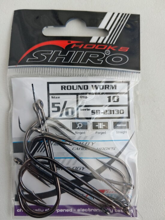 Round Worm Hook Shiro Nr.5/0, Black nickel, 10pcs/pack
