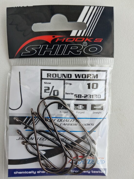 Round Worm Hook Shiro Nr.2/0, Black nickel, 10pcs/pack