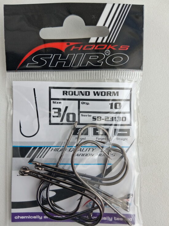 Round Worm Hook Shiro Nr.3/0, Black nickel, 10pcs/pack
