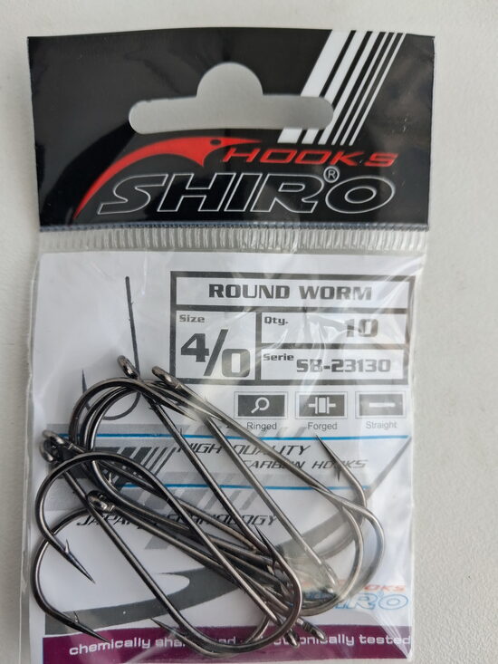 Round Worm Hook Shiro Nr.4/0, Black nickel, 10pcs/pack