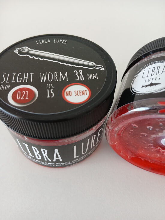 Slight Worm 38mm, 021-Red, 0,25gr, no scent, 15pcs/pack