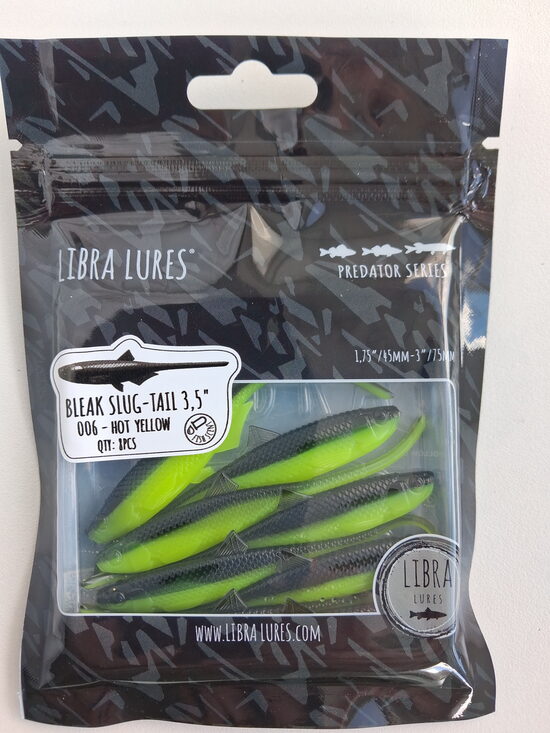 Mini Bleak-Slug Tail 3,5"/90mm, 006-Hot Yellow, 2,25gr, 8pcs/pack