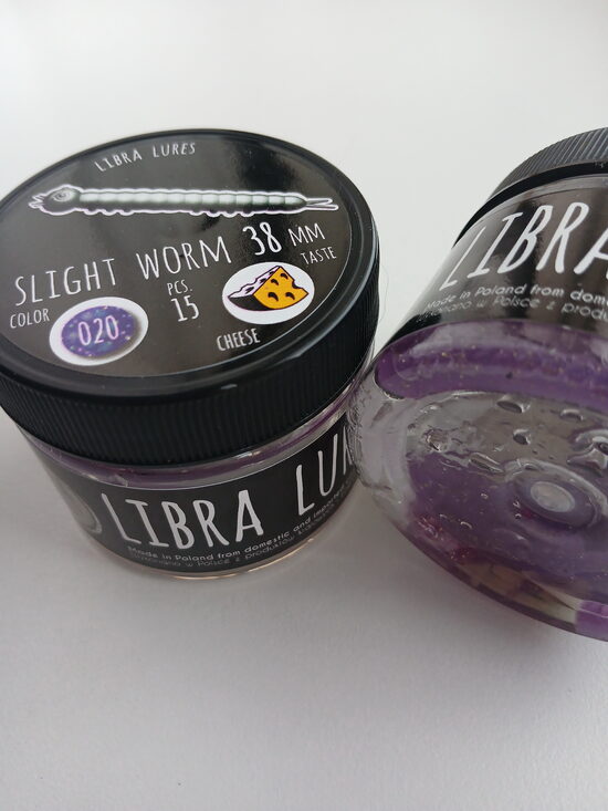 Slight Worm 38mm, 020-Purple With Glitter, 0,25gr, Cheese, 15pcs/pack