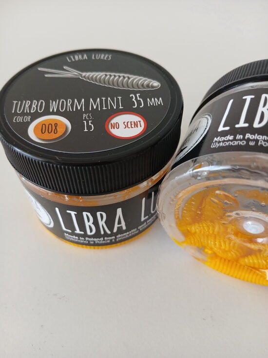 Turbo Worm mini 35mm, 008-Dark Yellow, 0,34gr, no scent, 15pcs/pack