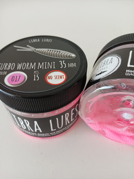 Turbo Worm mini 35mm, 017-Bubble Gum, 0,34gr, no scent, 15pcs/pack