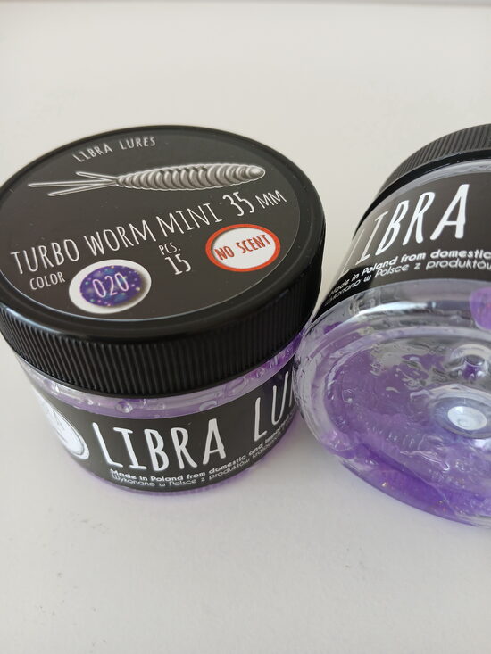 Turbo Worm mini 35mm, 020-Purple With Glitter, 0,34gr, no scent, 15pcs/pack