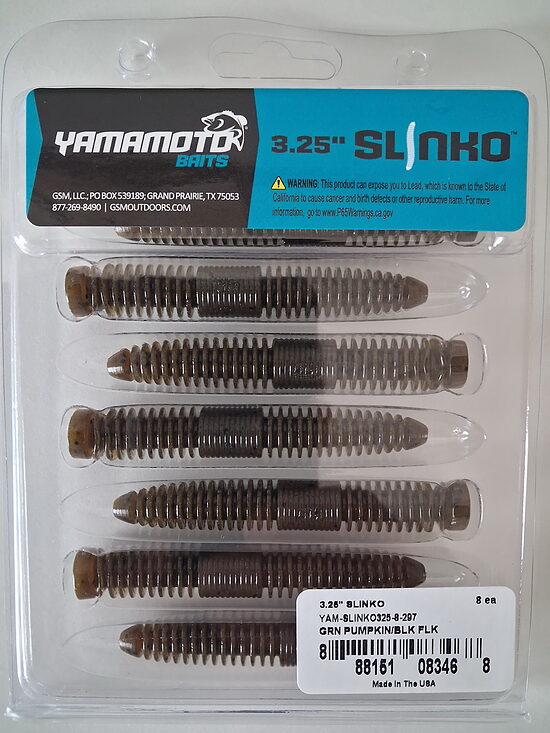  Съедобный силикон Yamamoto Baits Slinko 3.25" (Green Pumpkin / Blk Flk)